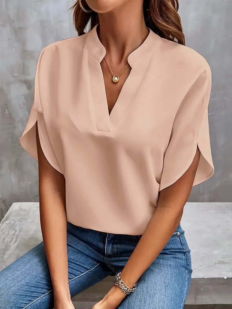 Women’s Elegant V-Neck Blouse with Flowing Sleeves