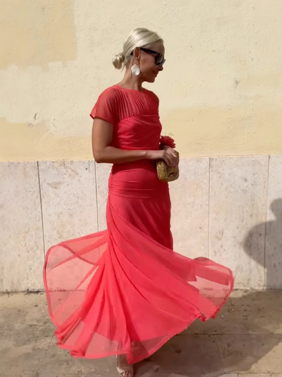 Lauren | Chiffon Dress with Round Neckline for Women