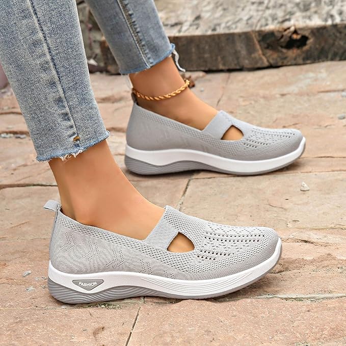 Women's Slip-On Sports Shoes | with Mesh and Thick Sole