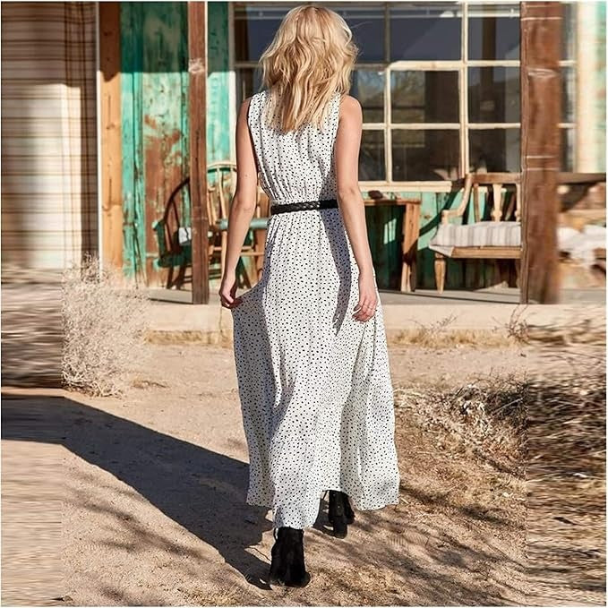 Hannah | Women's Boho Sleeveless V Neck Maxi Dress