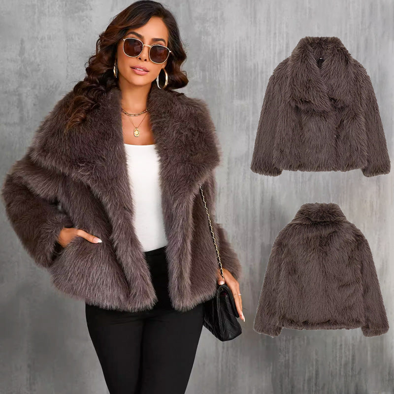 Women's Jacket | Short Fur Jacket with Collar