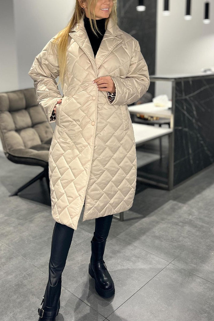 Women's coat | quilted long with snap fasteners