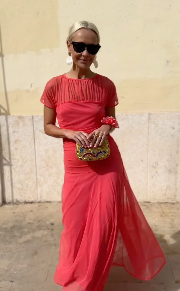 Lauren | Chiffon Dress with Round Neckline for Women