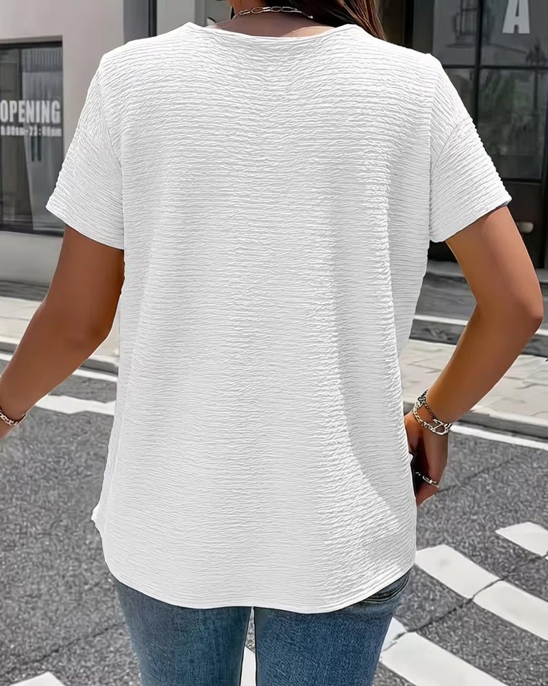 T-shirt Peter Pan Collar Three Buttons