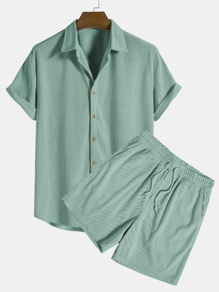 Men’s Two-Piece Summer Set – Breezy Rib Design & Relaxed Fit