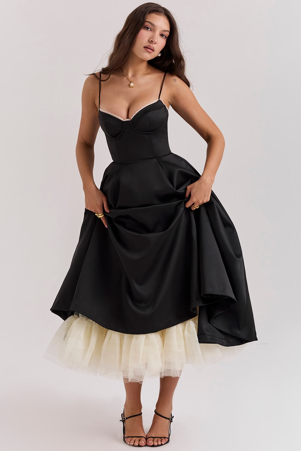 Women’s Elegant Spaghetti Strap A-Line Midi Dress