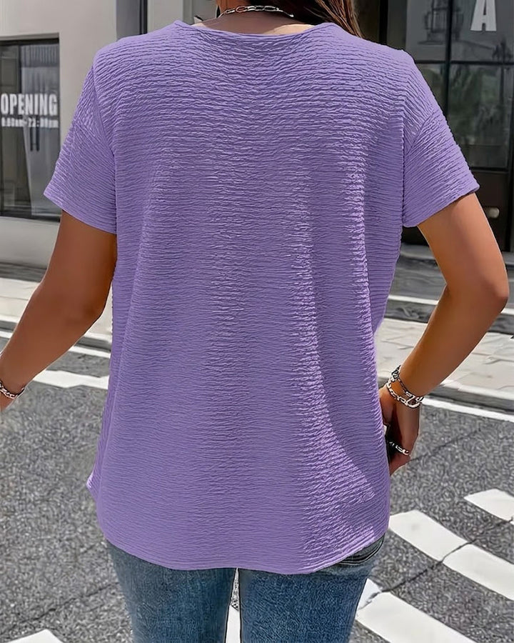 T-shirt Peter Pan Collar Three Buttons