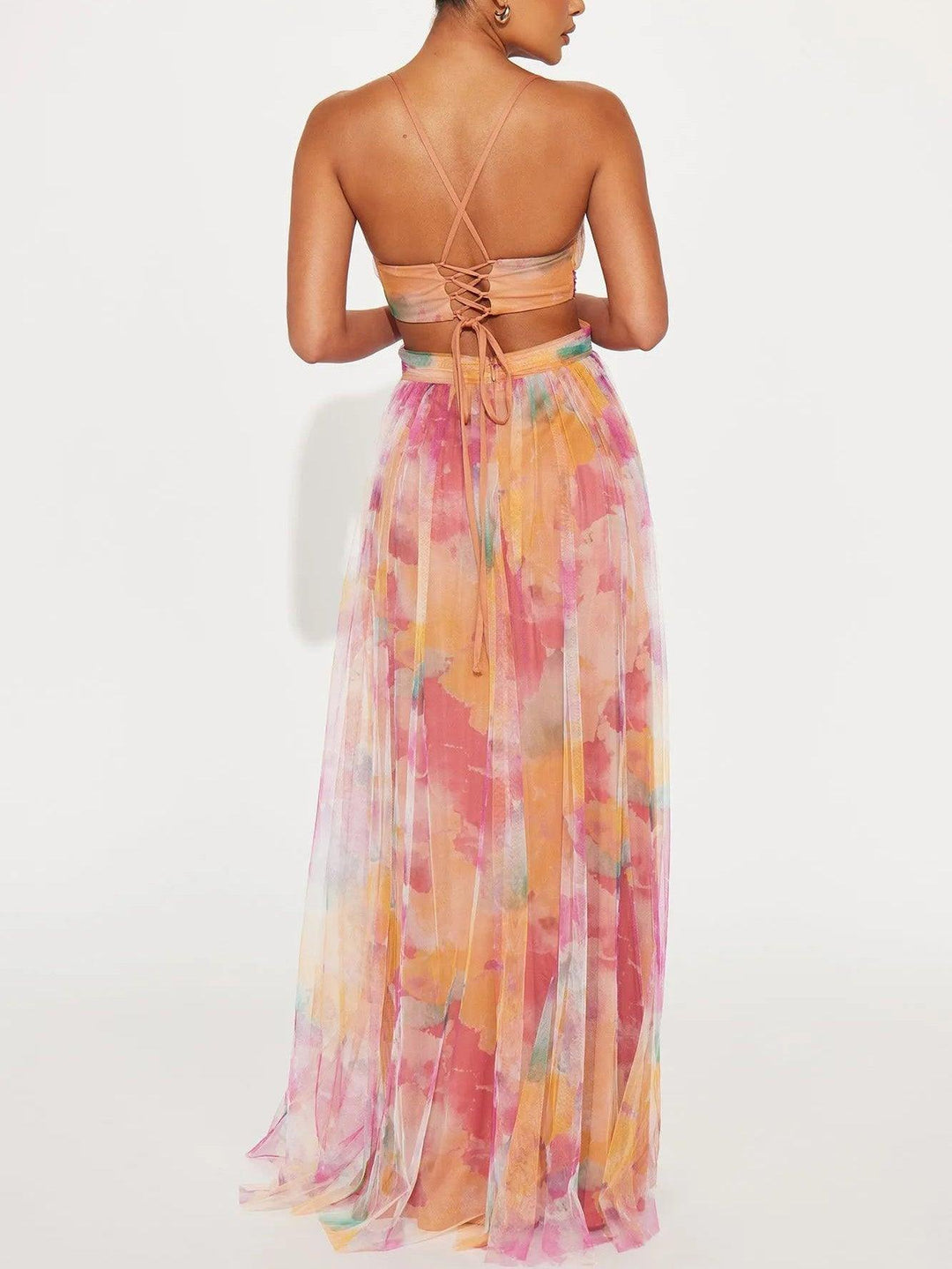 Karen | Painted Floral Print Maxi Dress