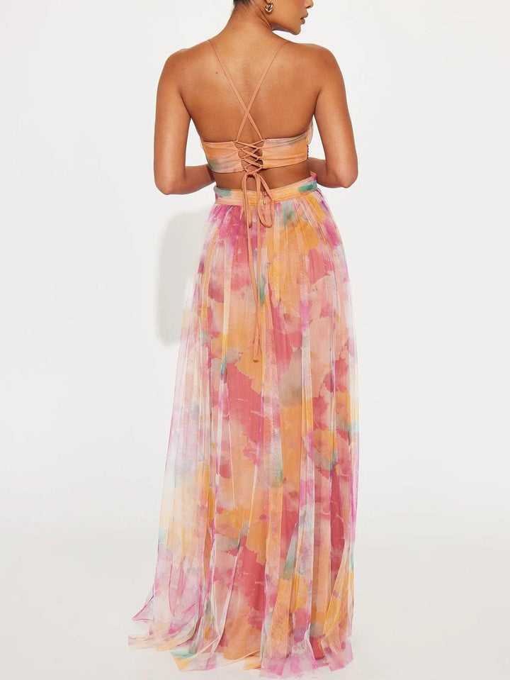 Karen | Painted Floral Print Maxi Dress