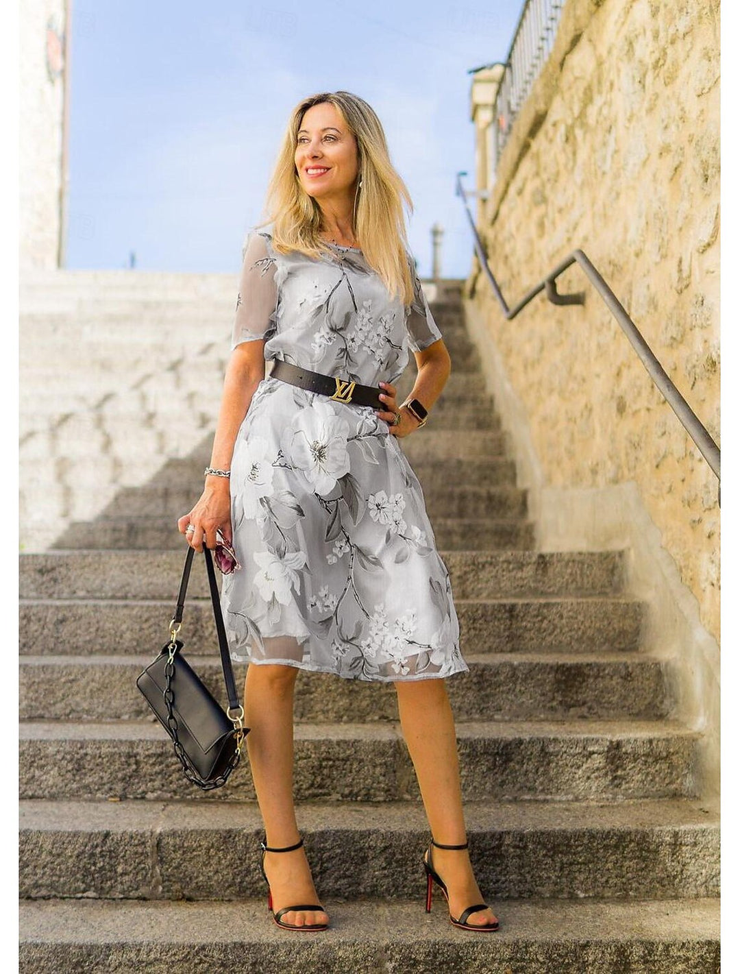 Kali | Elegant Midi Dress with Round Neckline