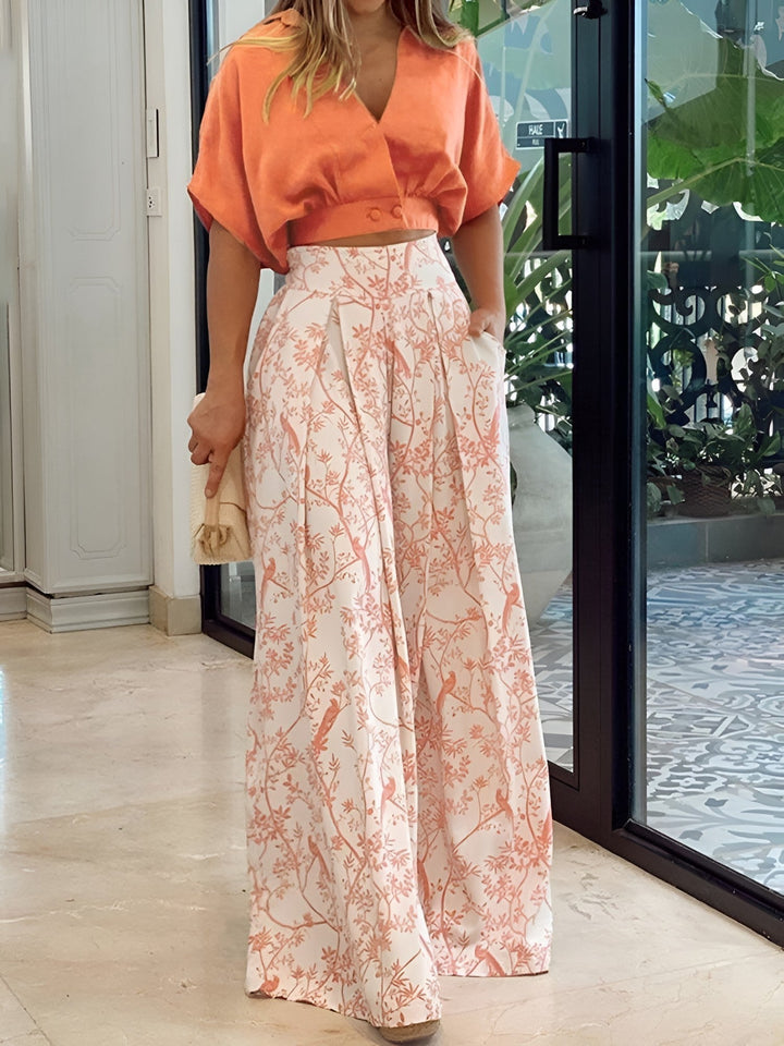 Women’s High-Waisted Wide Leg Pants with Elegant Flowing Fit