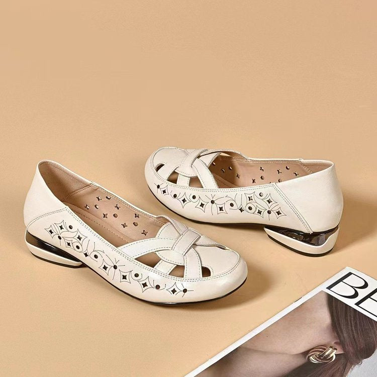 Elbie | Stylish Leather Slip-Ons with Airy Cutouts