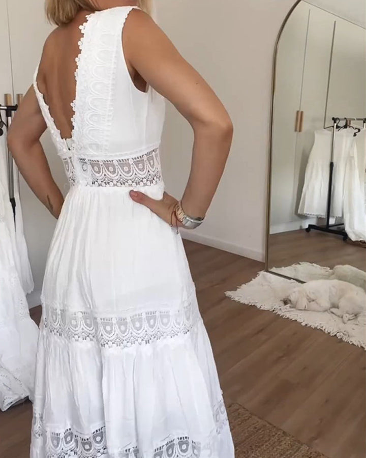 Paige | Women's Boho Sleeveless V Neck Midi Dress