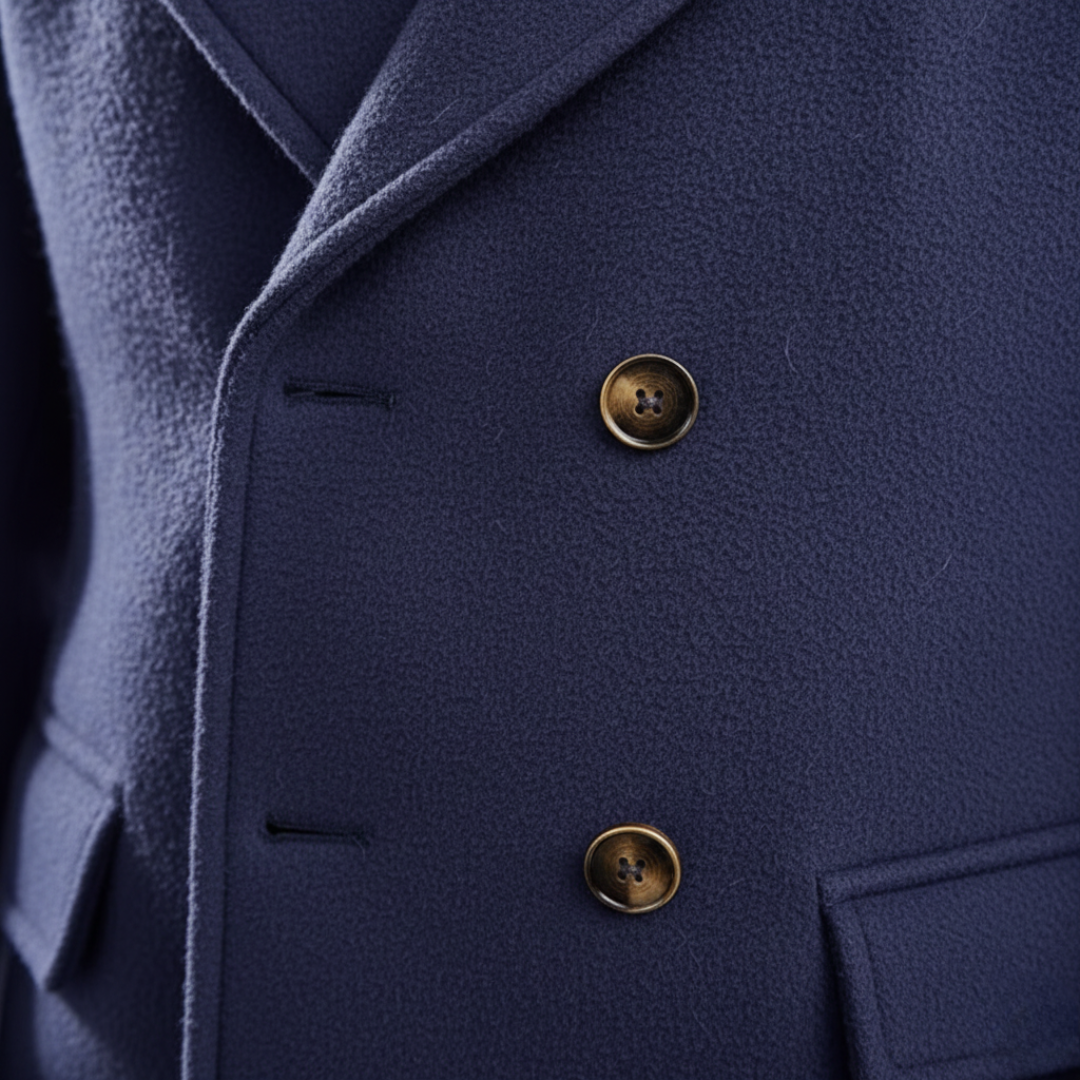 Men's Coat | Elegant Double-Breasted Long with Lapels