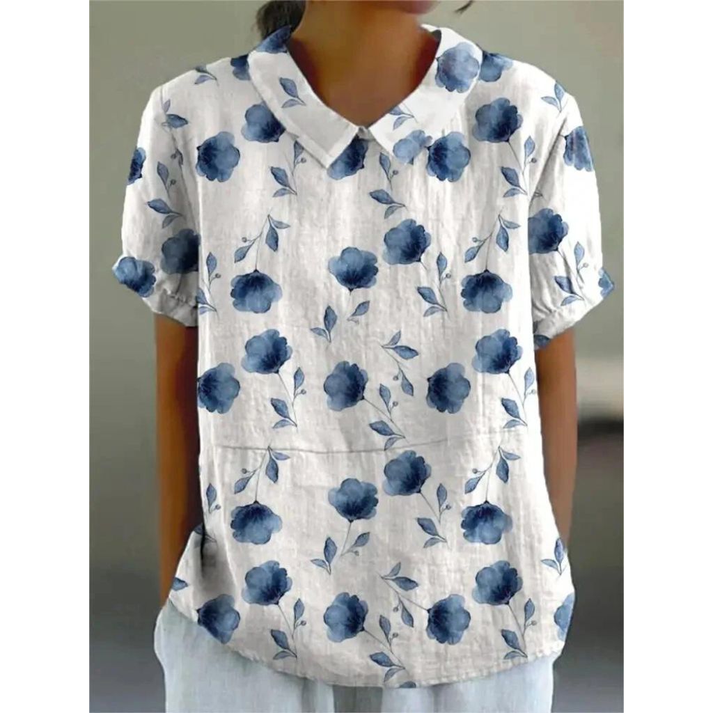 Women’s Vintage Floral Button-Up Blouse