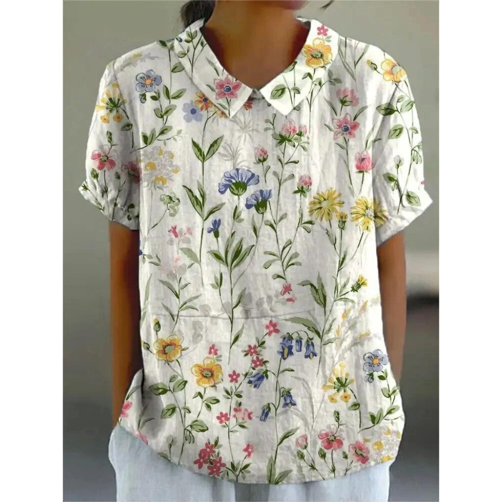 Women’s Vintage Floral Button-Up Blouse