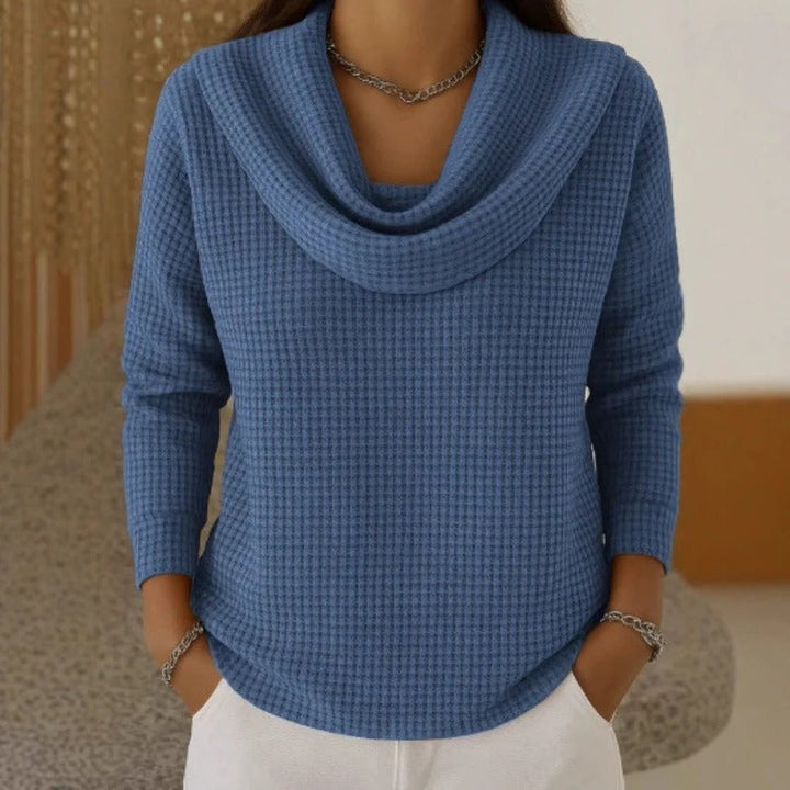 Women's Knit Top with Loose Waterfall Collar