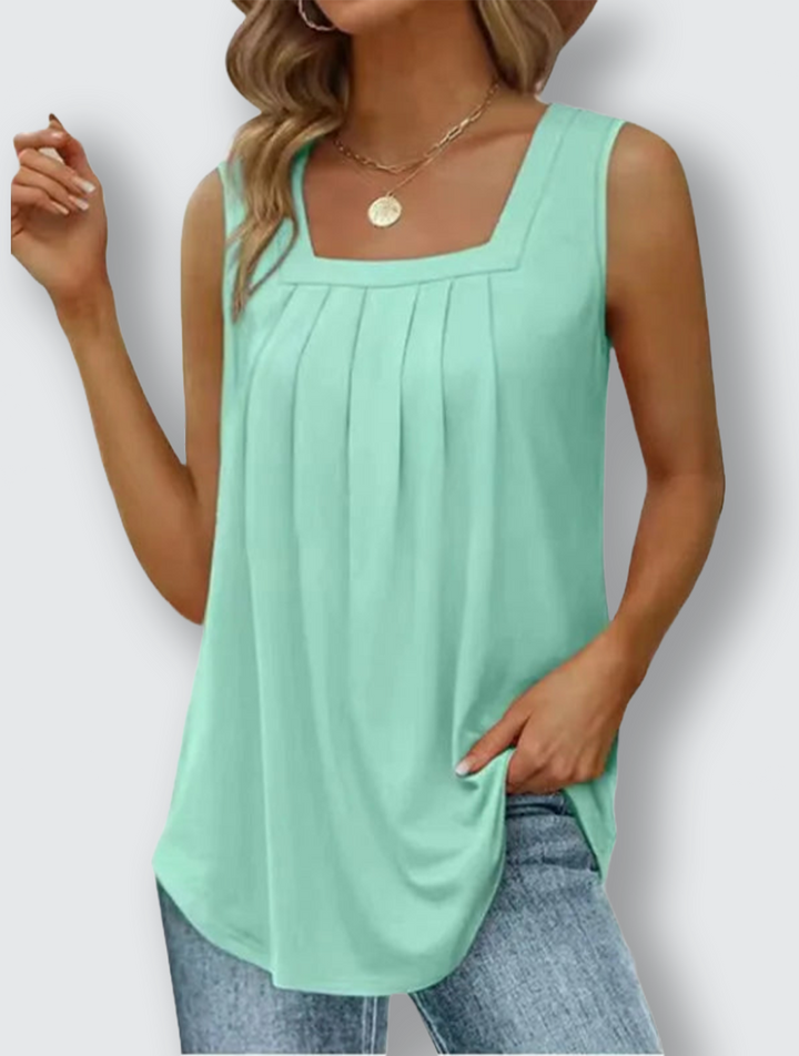 Ann | Pleated Top with Square Neckline