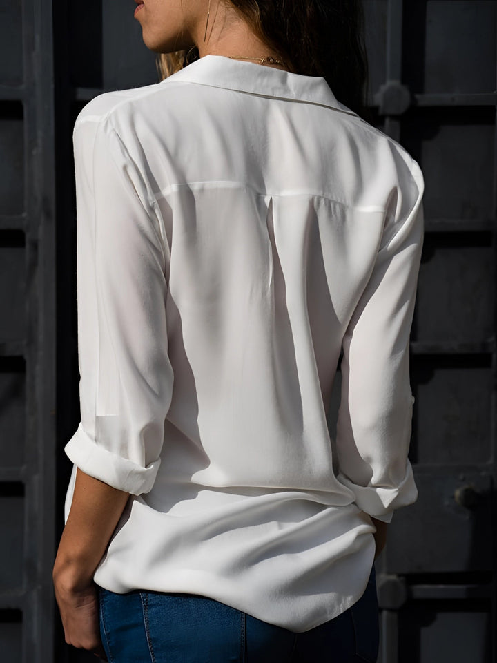 Women’s Elegant Button-Up Blouse with Classic Collar