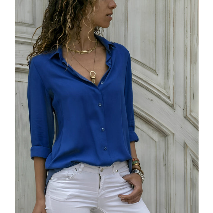 Women’s Elegant Button-Up Blouse with Classic Collar