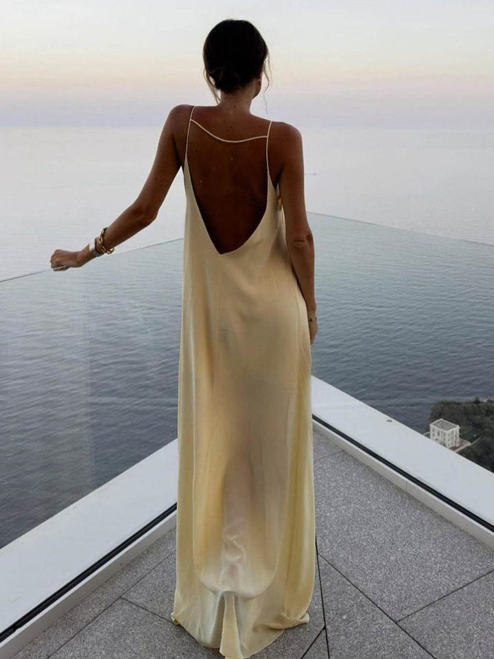 Women’s Elegant Backless Slip Maxi Dress