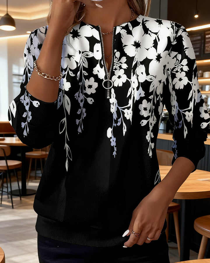 Paulina | Printed Half-Zip Sweatshirt