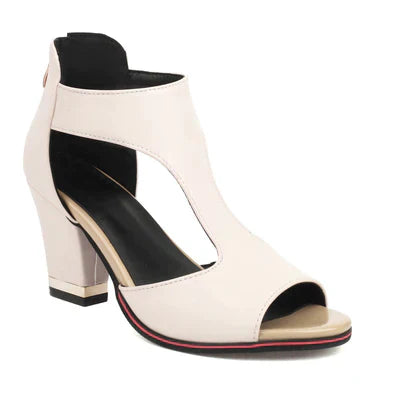 Women’s Peep Toe Block Heel Sandals with Cutout Design