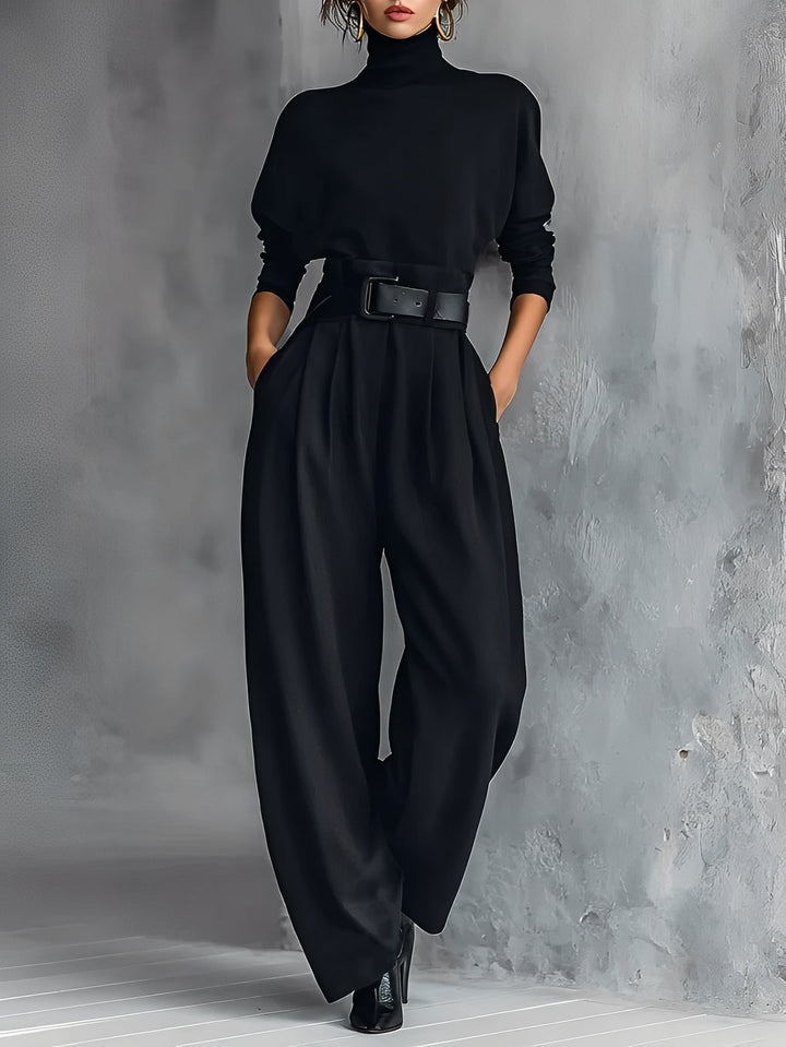 Women's Trousers | Wide High-Waisted Pants with Belt
