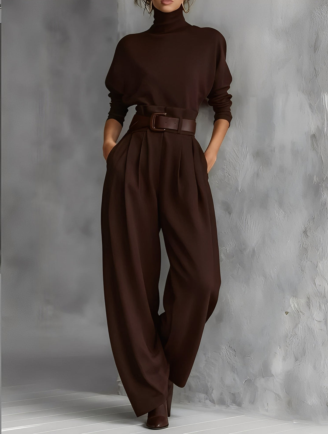 Women's Trousers | Wide High-Waisted Pants with Belt