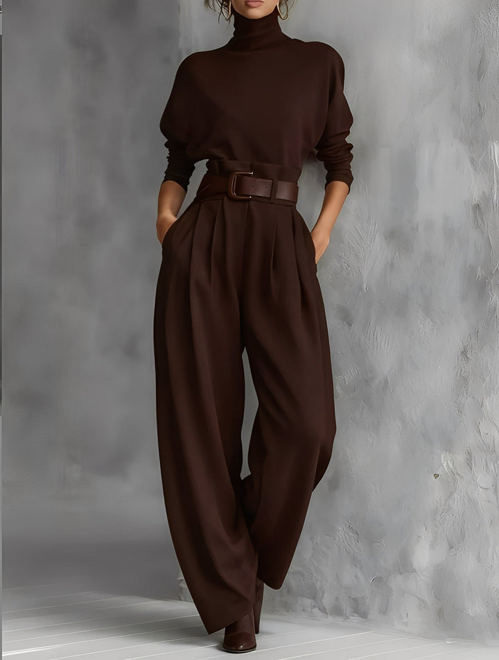 Women's Trousers | Wide High-Waisted Pants with Belt