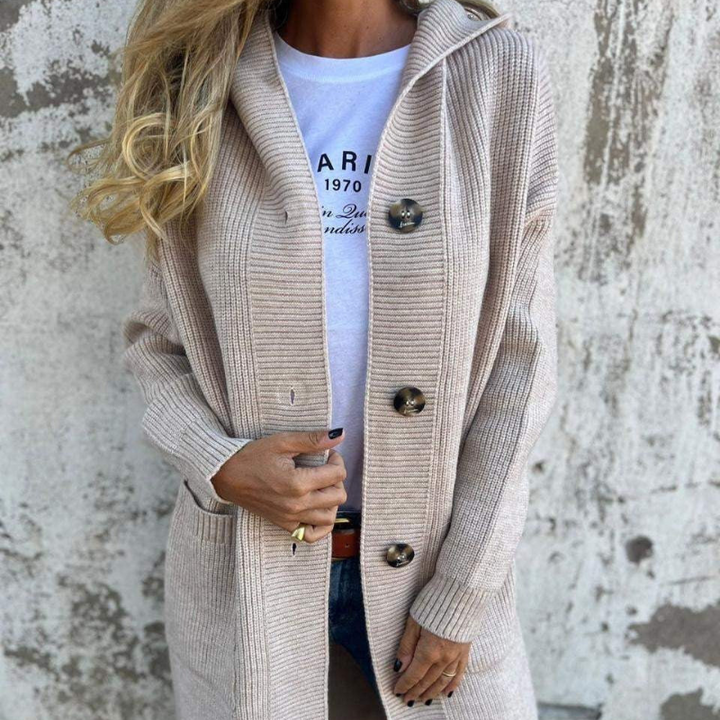 Long Women's Cardigan | with Buttons and Pockets