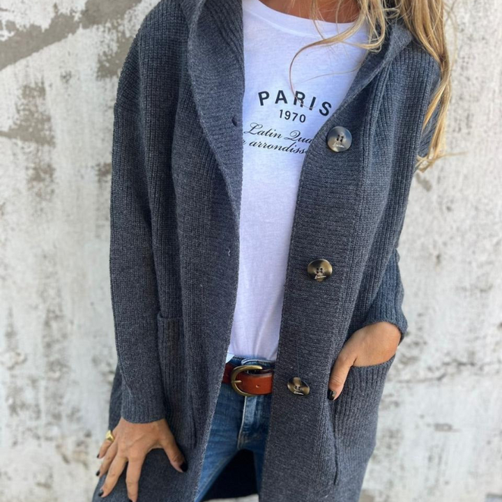 Long Women's Cardigan | with Buttons and Pockets