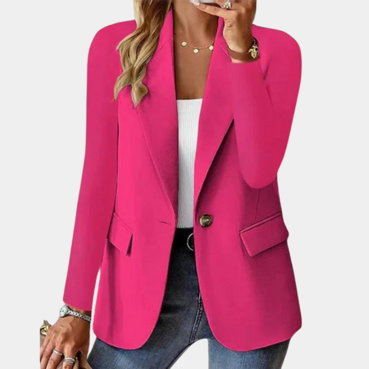 Elegant Women's Blazer with Single Button Closure and Classic Lapel – Stylish Jacket for Office & Everyday Wear