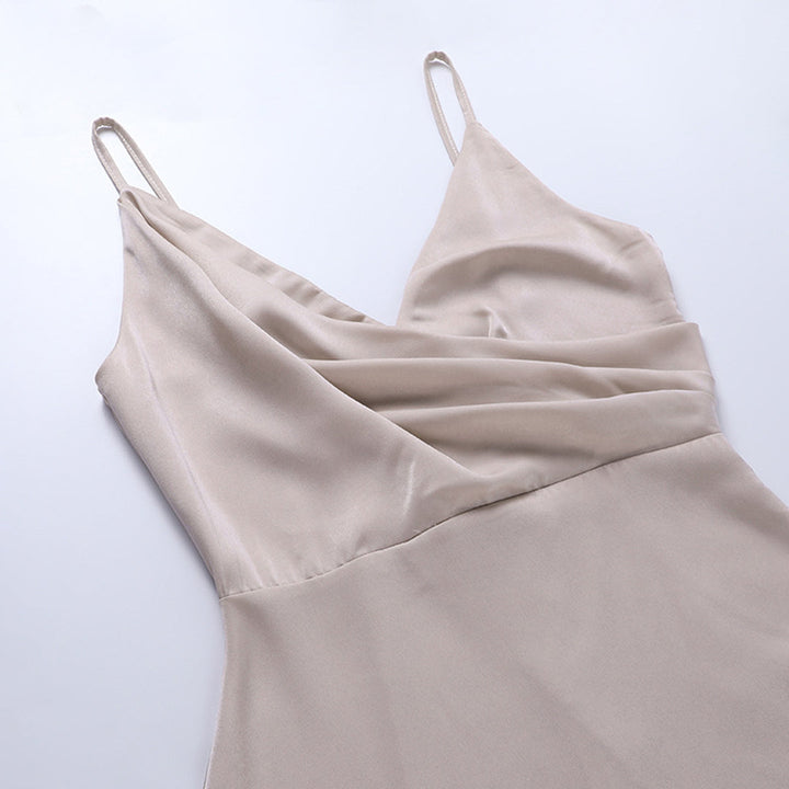 Women’s Elegant V-Neck Maxi Dress with Spaghetti Straps