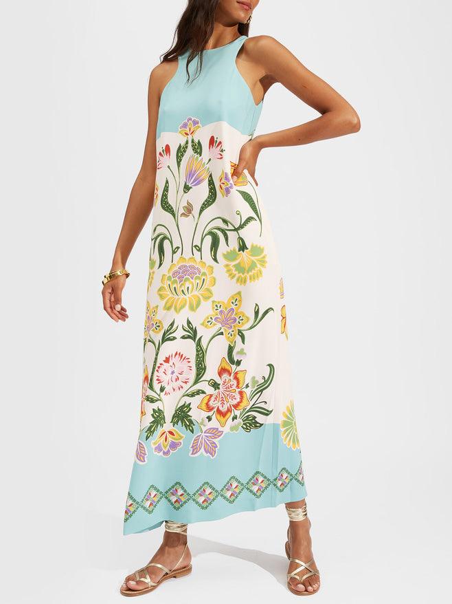 Ava | Floral Print Sleeveless Midi Dress
