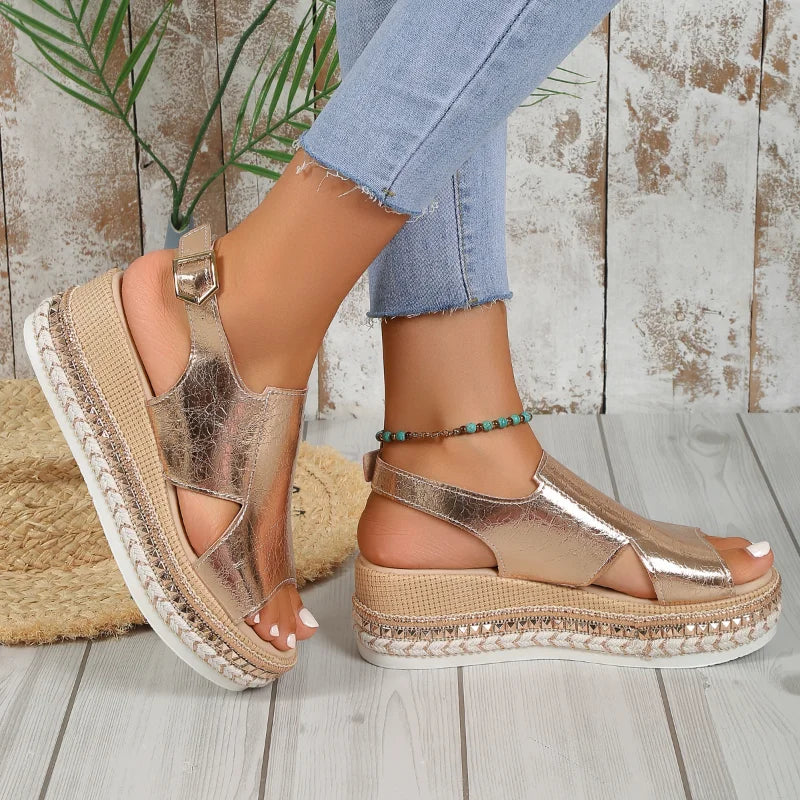 Women’s Metallic Platform Espadrille Sandals