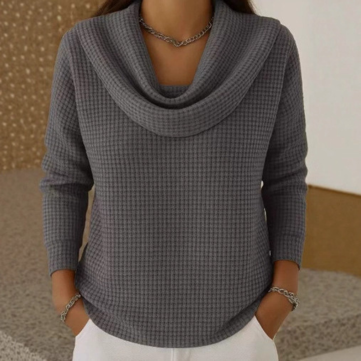 Women's Knit Top with Loose Waterfall Collar