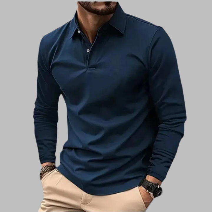 Long Sleeve Polo Shirt for Men – Stylish Casual Shirt with Button Placket
