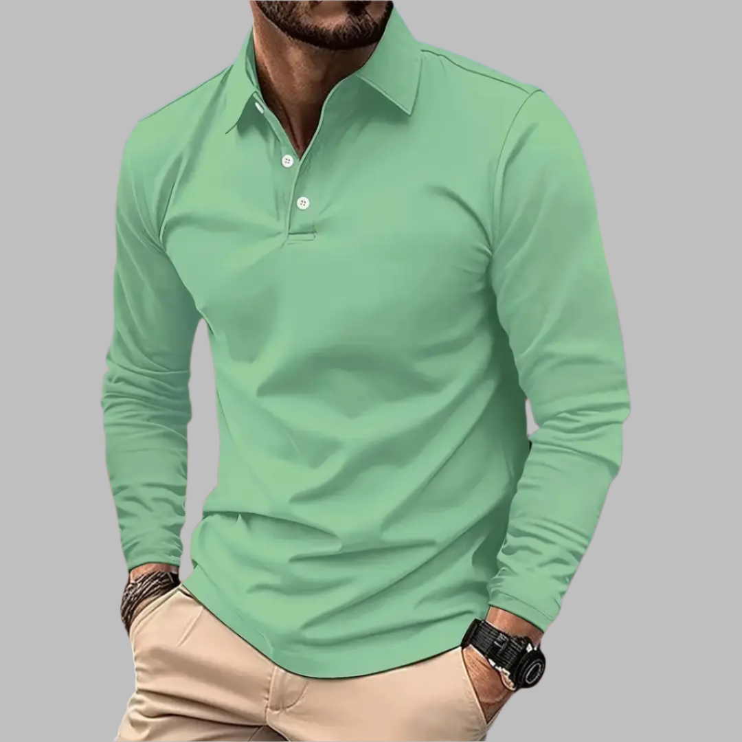 Long Sleeve Polo Shirt for Men – Stylish Casual Shirt with Button Placket