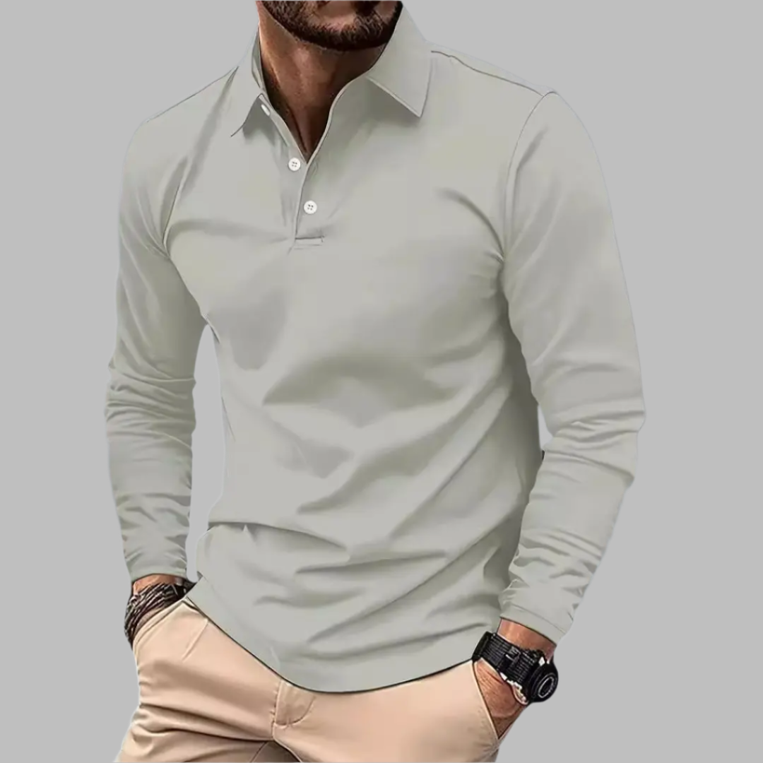 Long Sleeve Polo Shirt for Men – Stylish Casual Shirt with Button Placket