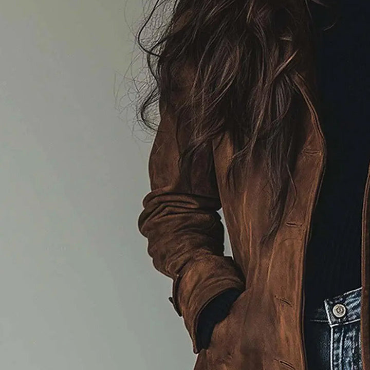 Irena | Long Vegan Jacket with Suede Effect