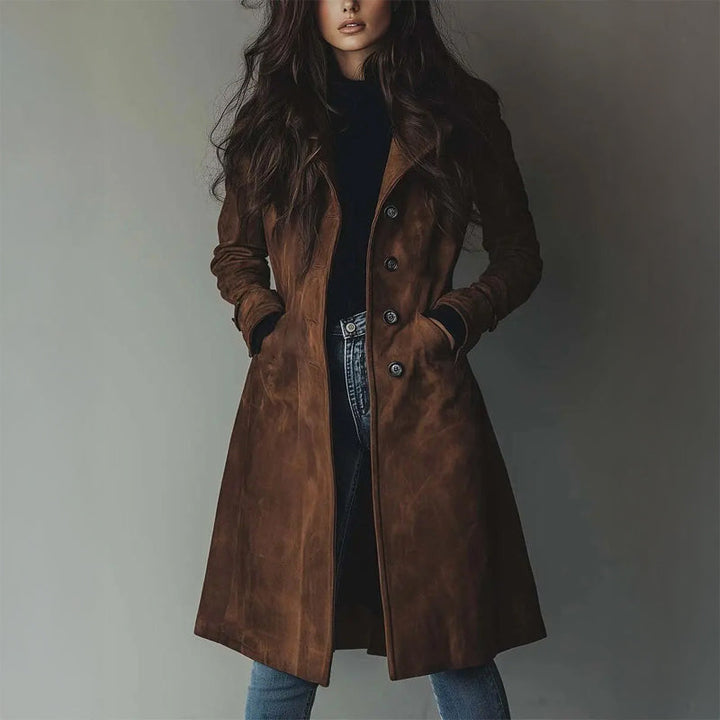 Irena | Long Vegan Jacket with Suede Effect