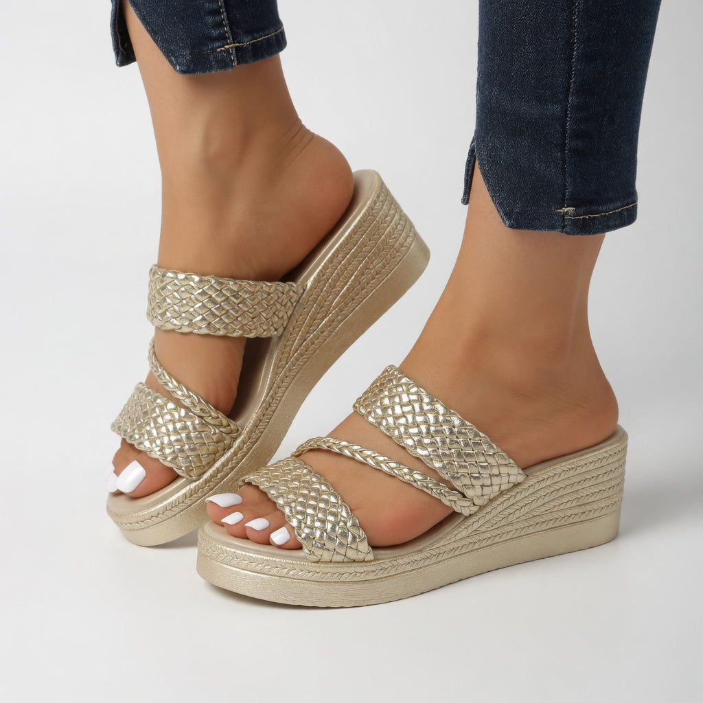 Tresseline™ — Woven wedge mule colorful summer lightness