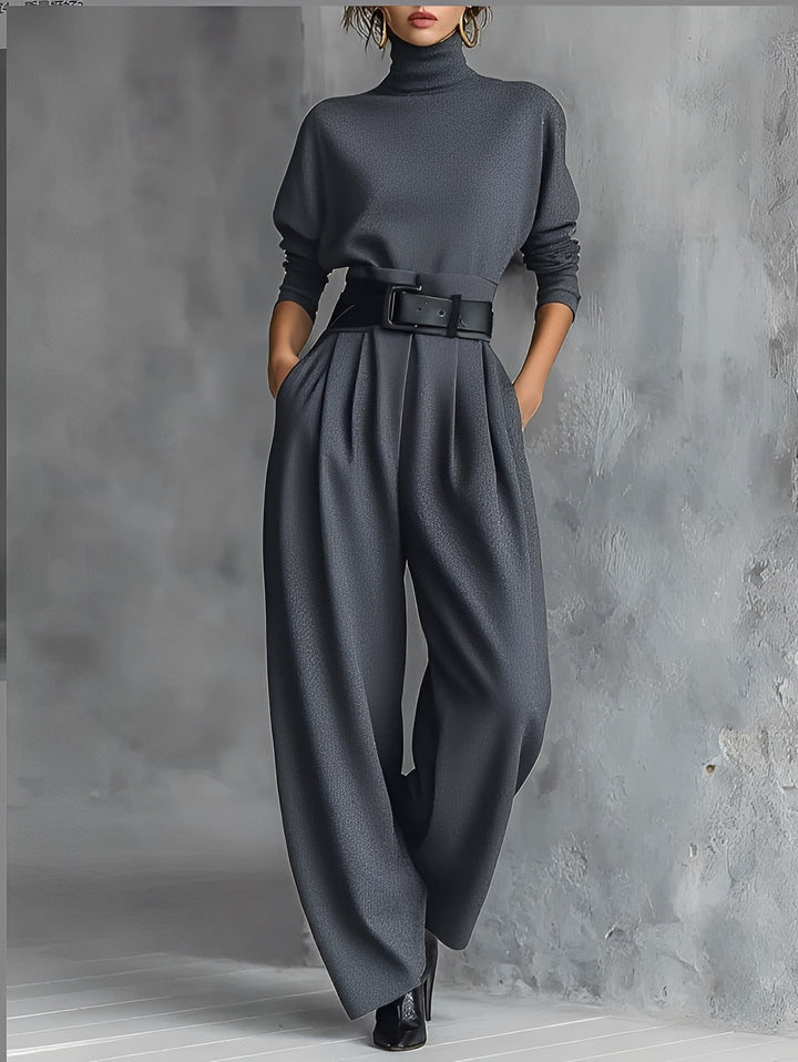 Women's Trousers | Wide High-Waisted Pants with Belt