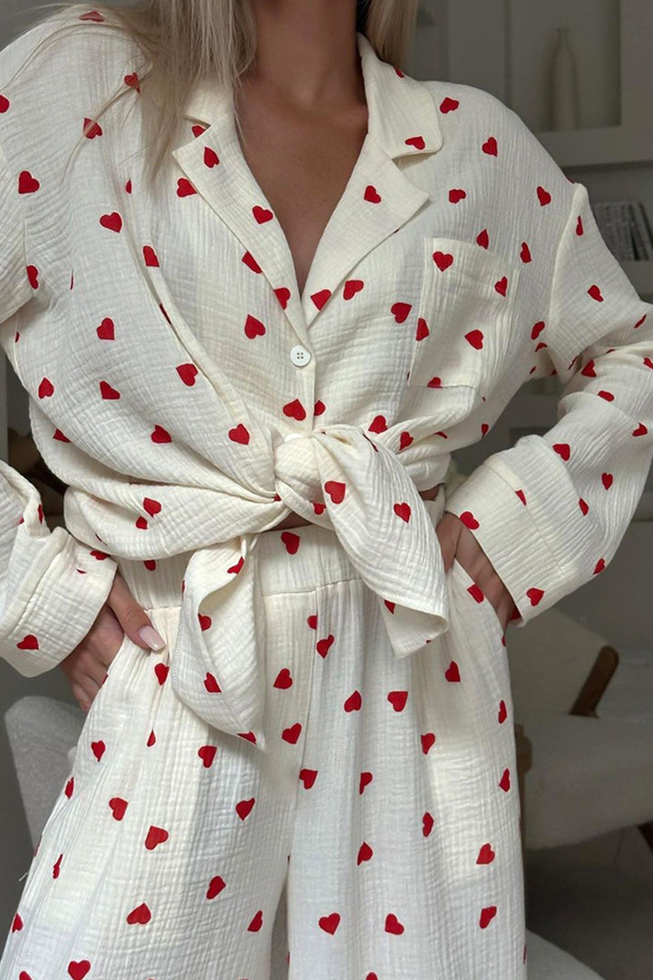 Women’s Two-Piece Lounge Set with Button Shirt and Pants