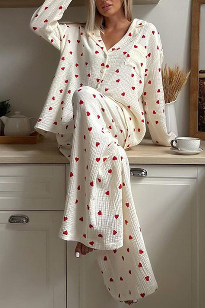 Women’s Two-Piece Lounge Set with Button Shirt and Pants