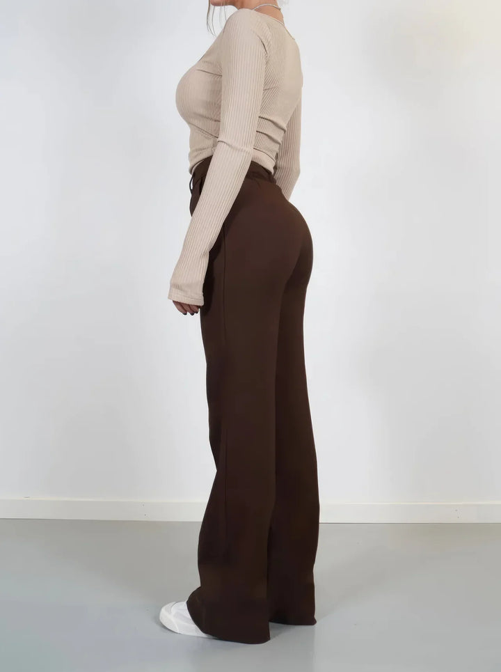 Women's Wide Leg Trousers - High Waist Tailored Seam Detail Palazzo Pants