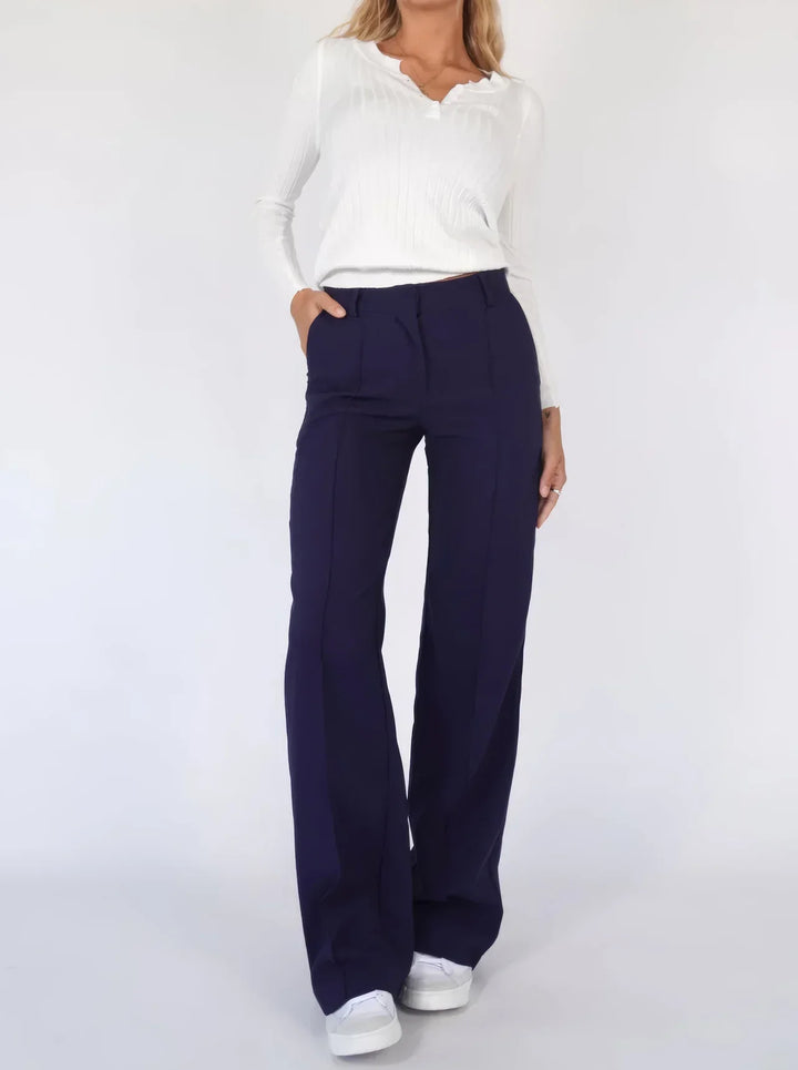 Women's Wide Leg Trousers - High Waist Tailored Seam Detail Palazzo Pants