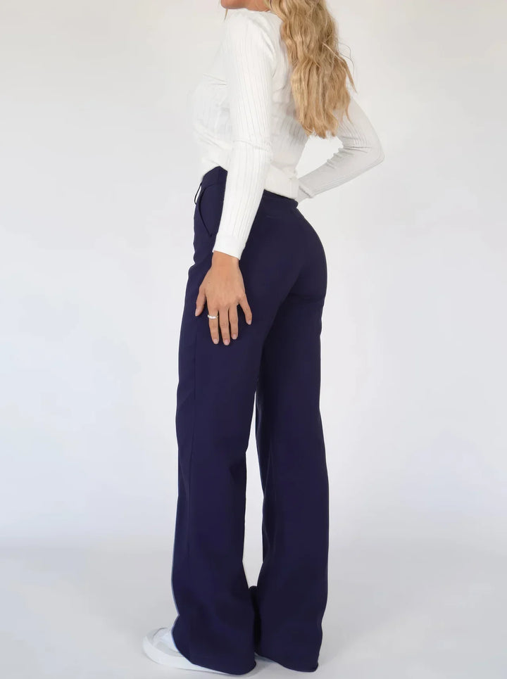Women's Wide Leg Trousers - High Waist Tailored Seam Detail Palazzo Pants