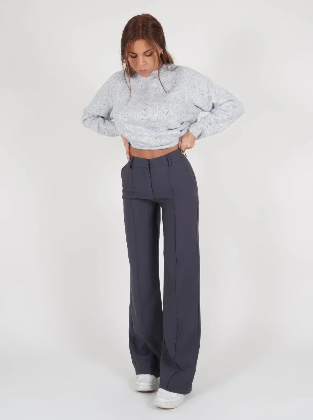 Women's Wide Leg Trousers - High Waist Tailored Seam Detail Palazzo Pants